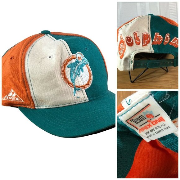 Vintage Apex One '90's Miami Dolphins spilt Color Block snapback hat Ballcap - Picture 2 of 10